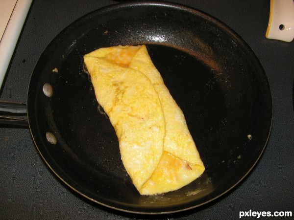 Creation of Ham  & Cheese Omelet Barricade: Step 1